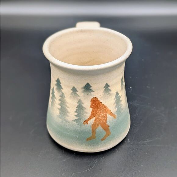 Morning with Bigfoot – Landsoe Pottery Mug & Archie McPhee Sasquatch Figure Set - Picture 4 of 9